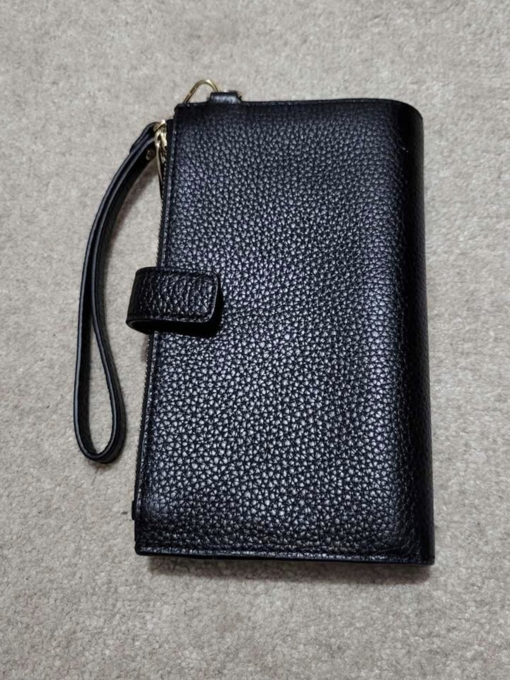 Michael Kors Black Pebbled Leather Zip Wristlet with Gold Logo - Picture 3 of 3